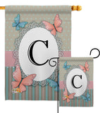 Butterflies C Initial - Bugs & Frogs Garden Friends Vertical Impressions Decorative Flags HG130133 Made In USA