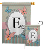 Butterflies E Initial - Bugs & Frogs Garden Friends Vertical Impressions Decorative Flags HG130135 Made In USA