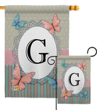 Butterflies G Initial - Bugs & Frogs Garden Friends Vertical Impressions Decorative Flags HG130137 Made In USA