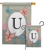 Butterflies U Initial - Bugs & Frogs Garden Friends Vertical Impressions Decorative Flags HG130151 Made In USA
