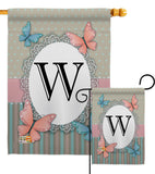 Butterflies W Initial - Bugs & Frogs Garden Friends Vertical Impressions Decorative Flags HG130153 Made In USA