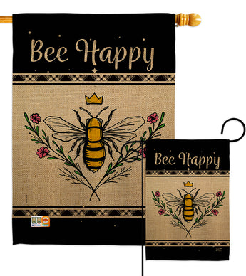 Queen Bee Happy - Bugs & Frogs Garden Friends Vertical Impressions Decorative Flags HG137208 Made In USA