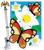 Butterflies - Bugs & Frogs Garden Friends Vertical Applique Decorative Flags HG104037