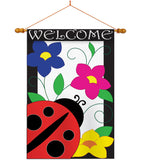 Spring Ladybug - Bugs & Frogs Garden Friends Vertical Applique Decorative Flags HG104059