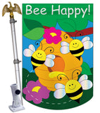 Bee Happy - Bugs & Frogs Garden Friends Vertical Applique Decorative Flags HG104062