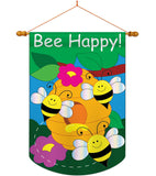 Bee Happy - Bugs & Frogs Garden Friends Vertical Applique Decorative Flags HG104062