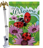 Welcome Ladybug - Bugs & Frogs Garden Friends Vertical Impressions Decorative Flags HG104071 Made In USA