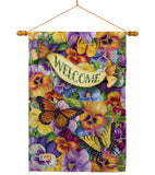 Pansies with Butterflies - Bugs & Frogs Garden Friends Vertical Impressions Decorative Flags HG104082 Made In USA