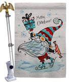 Ice Skating Gnome - Bugs & Frogs Garden Friends Vertical Impressions Decorative Flags HG104149 Made In USA