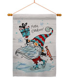 Ice Skating Gnome - Bugs & Frogs Garden Friends Vertical Impressions Decorative Flags HG104149 Made In USA