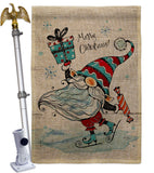 Ice Skating Gnome - Bugs & Frogs Garden Friends Vertical Impressions Decorative Flags HG104149 Made In USA