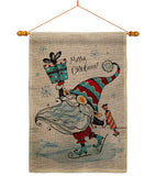 Ice Skating Gnome - Bugs & Frogs Garden Friends Vertical Impressions Decorative Flags HG104149 Made In USA