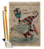 Ice Skating Gnome - Bugs & Frogs Garden Friends Vertical Impressions Decorative Flags HG104149 Made In USA