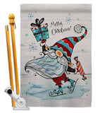 Ice Skating Gnome - Bugs & Frogs Garden Friends Vertical Impressions Decorative Flags HG104149 Made In USA