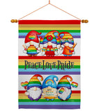 Peace Pride Gnome - Bugs & Frogs Garden Friends Vertical Impressions Decorative Flags HG104165 Made In USA