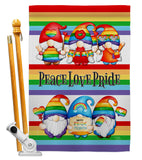 Peace Pride Gnome - Bugs & Frogs Garden Friends Vertical Impressions Decorative Flags HG104165 Made In USA