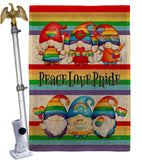 Peace Pride Gnome - Bugs & Frogs Garden Friends Vertical Impressions Decorative Flags HG104165 Made In USA