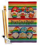 Peace Pride Gnome - Bugs & Frogs Garden Friends Vertical Impressions Decorative Flags HG104165 Made In USA