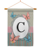 Butterflies C Initial - Bugs & Frogs Garden Friends Vertical Impressions Decorative Flags HG130133 Made In USA