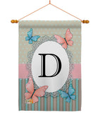 Butterflies D Initial - Bugs & Frogs Garden Friends Vertical Impressions Decorative Flags HG130134 Made In USA