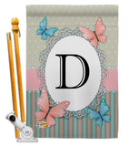 Butterflies D Initial - Bugs & Frogs Garden Friends Vertical Impressions Decorative Flags HG130134 Made In USA