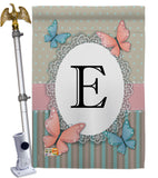 Butterflies E Initial - Bugs & Frogs Garden Friends Vertical Impressions Decorative Flags HG130135 Made In USA