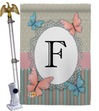 Butterflies F Initial - Bugs & Frogs Garden Friends Vertical Impressions Decorative Flags HG130136 Made In USA