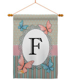 Butterflies F Initial - Bugs & Frogs Garden Friends Vertical Impressions Decorative Flags HG130136 Made In USA
