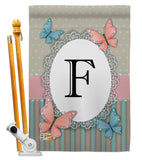 Butterflies F Initial - Bugs & Frogs Garden Friends Vertical Impressions Decorative Flags HG130136 Made In USA