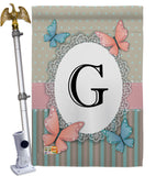 Butterflies G Initial - Bugs & Frogs Garden Friends Vertical Impressions Decorative Flags HG130137 Made In USA