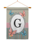 Butterflies G Initial - Bugs & Frogs Garden Friends Vertical Impressions Decorative Flags HG130137 Made In USA