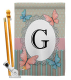 Butterflies G Initial - Bugs & Frogs Garden Friends Vertical Impressions Decorative Flags HG130137 Made In USA