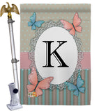 Butterflies K Initial - Bugs & Frogs Garden Friends Vertical Impressions Decorative Flags HG130141 Made In USA