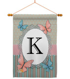 Butterflies K Initial - Bugs & Frogs Garden Friends Vertical Impressions Decorative Flags HG130141 Made In USA