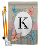 Butterflies K Initial - Bugs & Frogs Garden Friends Vertical Impressions Decorative Flags HG130141 Made In USA