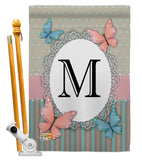 Butterflies M Initial - Bugs & Frogs Garden Friends Vertical Impressions Decorative Flags HG130143 Made In USA