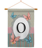 Butterflies O Initial - Bugs & Frogs Garden Friends Vertical Impressions Decorative Flags HG130145 Made In USA