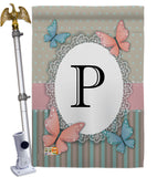 Butterflies P Initial - Bugs & Frogs Garden Friends Vertical Impressions Decorative Flags HG130146 Made In USA