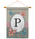 Butterflies P Initial - Bugs & Frogs Garden Friends Vertical Impressions Decorative Flags HG130146 Made In USA