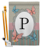 Butterflies P Initial - Bugs & Frogs Garden Friends Vertical Impressions Decorative Flags HG130146 Made In USA