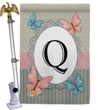 Butterflies Q Initial - Bugs & Frogs Garden Friends Vertical Impressions Decorative Flags HG130147 Made In USA