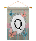 Butterflies Q Initial - Bugs & Frogs Garden Friends Vertical Impressions Decorative Flags HG130147 Made In USA