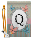 Butterflies Q Initial - Bugs & Frogs Garden Friends Vertical Impressions Decorative Flags HG130147 Made In USA