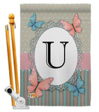 Butterflies U Initial - Bugs & Frogs Garden Friends Vertical Impressions Decorative Flags HG130151 Made In USA