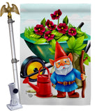 Garden Gnome - Bugs & Frogs Garden Friends Vertical Impressions Decorative Flags HG192457 Made In USA