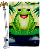 Happy Frog - Bugs & Frogs Garden Friends Vertical Impressions Decorative Flags HG192620 Made In USA