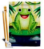 Happy Frog - Bugs & Frogs Garden Friends Vertical Impressions Decorative Flags HG192620 Made In USA