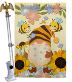 Blooming Gnome - Bugs & Frogs Garden Friends Vertical Impressions Decorative Flags HG192669 Made In USA