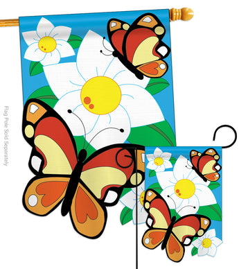 Butterflies - Bugs & Frogs Garden Friends Vertical Applique Decorative Flags HG104037