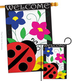 Spring Ladybug - Bugs & Frogs Garden Friends Vertical Applique Decorative Flags HG104059